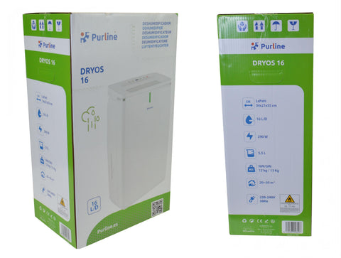 Consumo 290 W Deshumidificador con compresor de 16 l/d