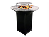 Barbacoa grande en negro con plancha acero y grill