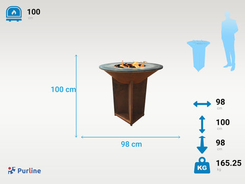 Superficie de cocción 100 cm Barbacoa grande en acero corten con grill