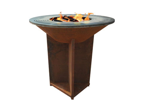 Barbacoa grande en acero corten con grill