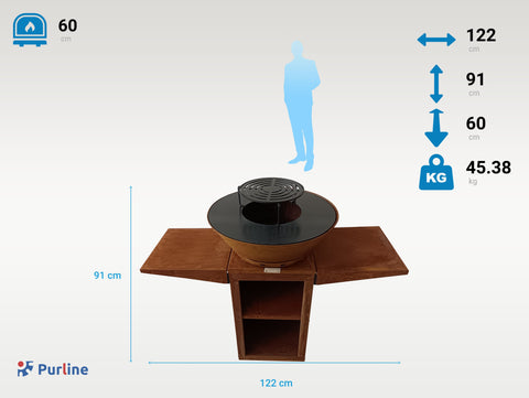 EFP57CO: Barbacoa de acero corten con plancha de 60 cm