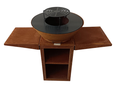 Barbacoa de acero corten con plancha de 60 cm