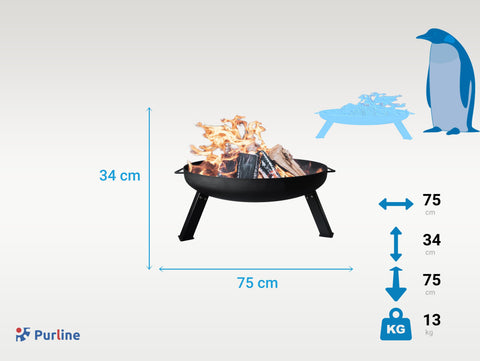 Brasero de exterior con patas en acero negro