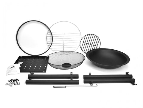 Brasero de exterior en acero negro con tapa protectora