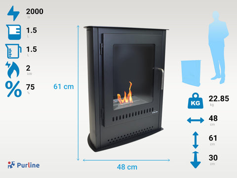 Material Acero Estufa de etanol compacta en negro