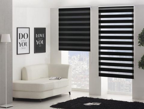 Color Negro Estor Enrollable 120X250 NEGRO Noche y Día