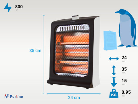 HEATY QU 800: Estufa de cuarzo 800W dos potencias y bajo consumo
