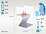 Chimenea de etanol de sobremesa de 750W en acero inoxidable y cristal templado