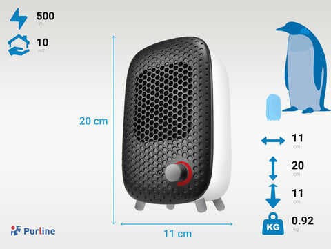 Potencia Maxima 500 W Calefactor cerámico compacto 500W