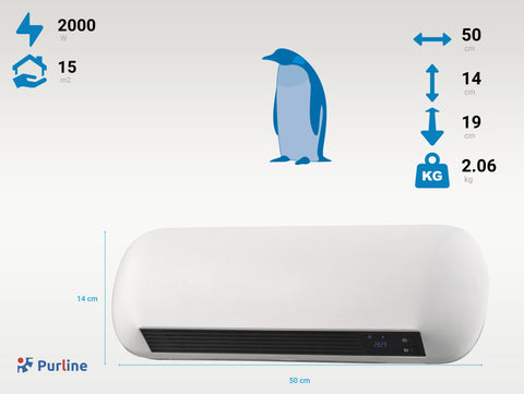 HOTI M55: Calefactor Split ceramico de pared 2000 W con mando a distancia