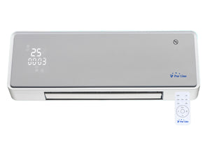 Calefactor cerámico mural 2000 W, con frontal de cristal blanco, mando a distancia y temporizador