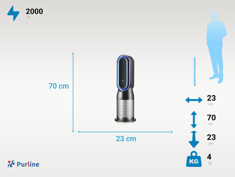 Calefactor digital 2kW con LED ambiental