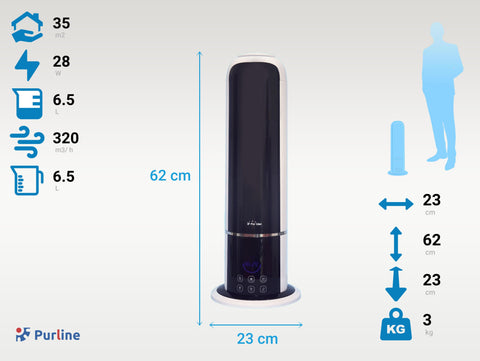 Humidificador de vapor frío con control remoto, diseño ultra eficiente y muy limpio con higrostato