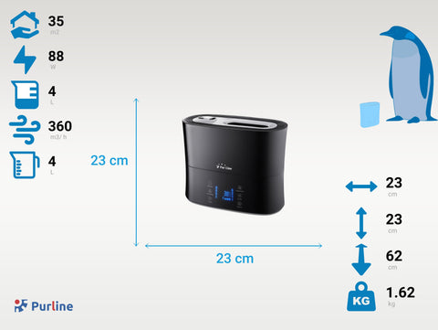 Tecnología Ultrasonidos Humidificador de ultrasonidos 8W vapor frío y templado 35m2