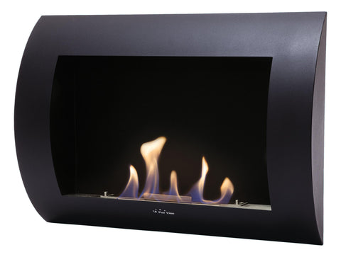 Chimenea de etanol mural de acero lacado en negro