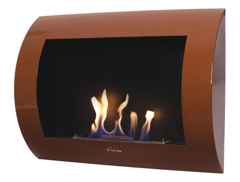 Chimenea de etanol mural en acero lacado marrón