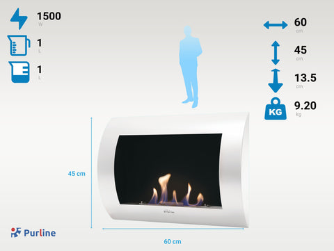 INOX-CLASIC W: Chimenea de etanol mural en acero lacado blanco