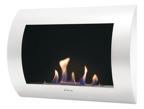 Chimenea de etanol mural en acero lacado blanco