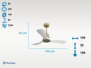 Ventilador de techo Modo Invierno/Verano Termostato Wifi Motor DC Techos Inclinados Mando a Distancia Hypersilence Memoria