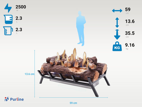 Potencia Maxima 2500 W Bloque de combustión 1.5L con troncos decorativos
