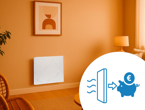 Tipo Radiador Seco Emisor termico con frontal ceramico acabado tipo marmol