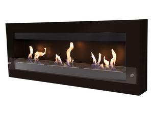 Chimenea de etanol mural extra grande en acero negro y cristal templado