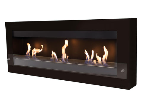 Chimenea de etanol mural extra grande en acero negro y cristal templado