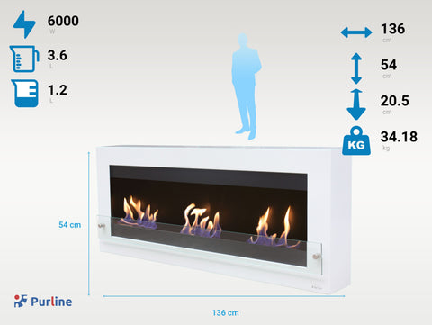 Potencia Maxima 6000 W Chimenea de etanol mural extra grande