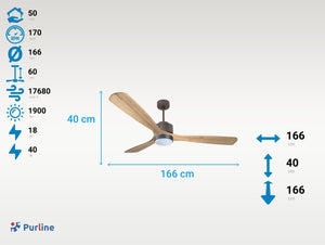 Ventilador de Techo Ultra silencioso de bajo consumo DC MljetD166C02LED65625