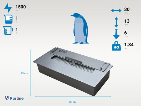 Potencia Maxima 1500 W Quemador de acero para chimenea de etanol con fibra cerámica y tapa para regular la llama 1L
