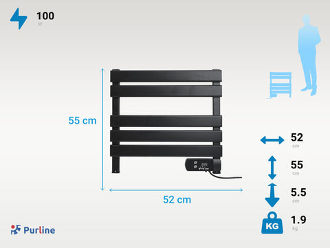 Toallero eléctrico compacto negro 100W