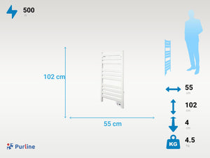 Toallero Eléctrico de Baño Mural - Purline | 500W | Aluminio | Blanco | Display LED