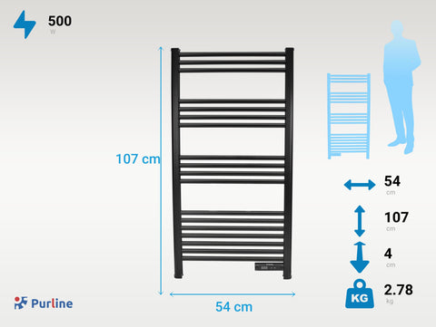 NTW-11B: Toallero negro con temporizador 500W