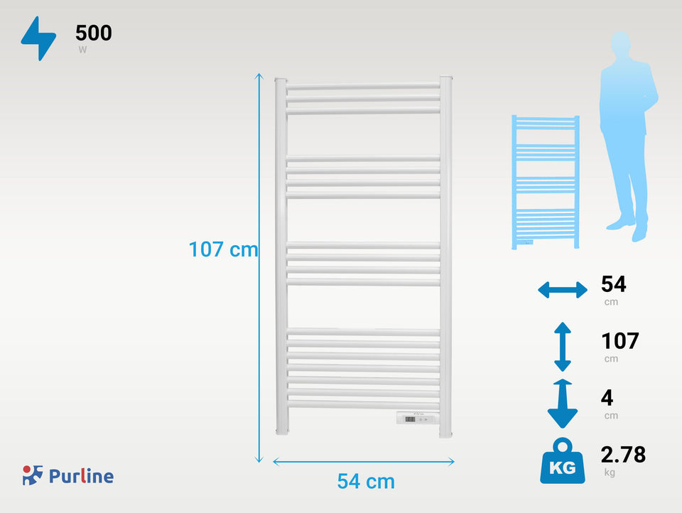 Toallero de aluminio 500 W con temporizador