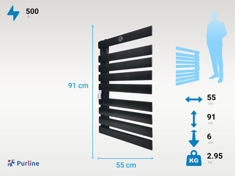 NTW-15: Toallero Eléctrico 500W negro con display LED y WiFi