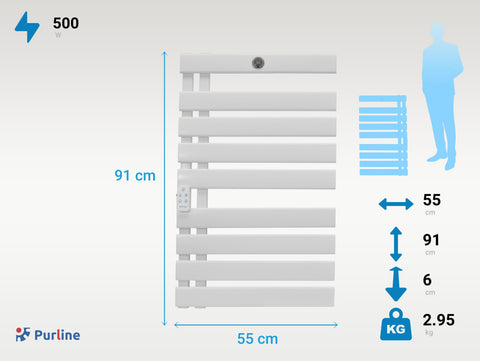 NTW-15W: Toallero Eléctrico 500W blanco con display LED y WiFi