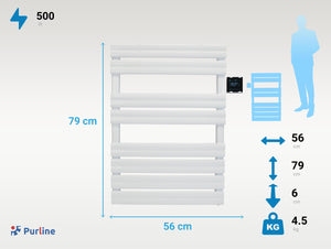 Toallero blanco con control inalámbrico 500W