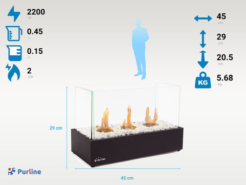 NYMPHA PLUS: Chimenea de etanol de sobremesa en metal negro y con triple llama