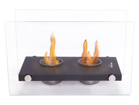 Chimenea de etanol de sobremesa de metal con doble llama