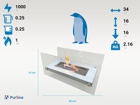 ONIROS W: Chimenea de etanol de sobremesa en metal blanco