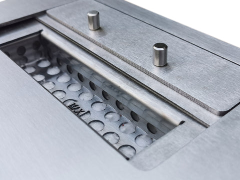 NB12: Bloque de combustión de 25cm en acero con fibra cerámica y tapa para regular la llama 1.2L