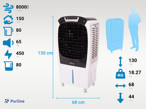RAFY 195: Climatizador evaporativo gran caudal con mando a distancia y ruedas