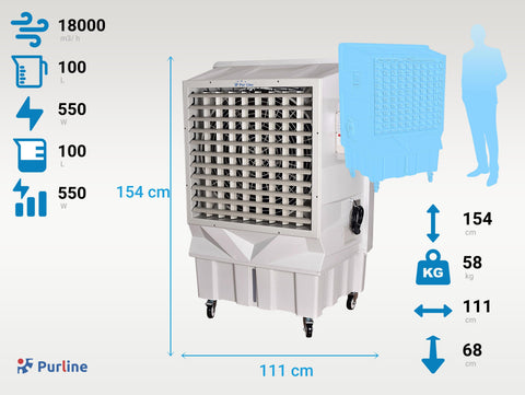 Climatizador evaporativo de gran caudal y depósito de 100L
