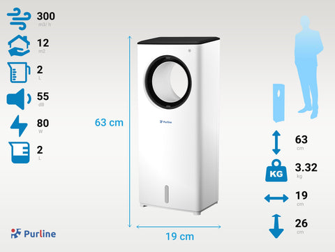 RAFY 40: Climatizador Evaporativo sin aspas con 3 velocidades y 2L