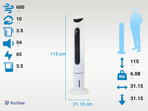 Potencia Maxima 65 W Climatizador evaporativo 65 W con mando a distancia