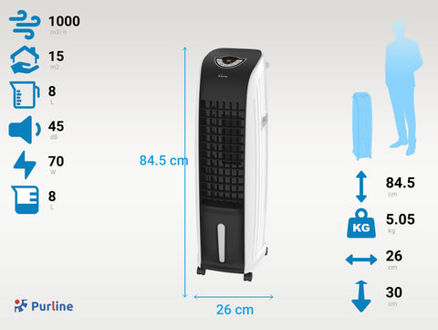 RAFY 97: Climatizador evaporativo de bajo consumo con temporizador