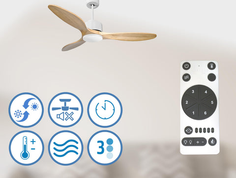Salamis D132 C02 66049: Ventilador de techo Wifi Motor DC Mando a Distancia Hypersilence Memoria Vendible Shopify (AUTOMATICO)