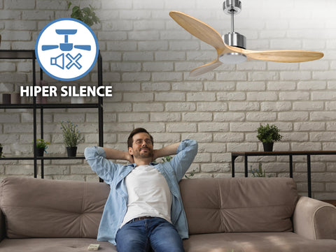Salamis D132 C02 66416: Ventilador de techo Modo Invierno/Verano Termostato Wifi Motor DC Techos Inclinados Mando a Distancia Hypersilence Memoria Vendible Shopify (AUTOMATICO)