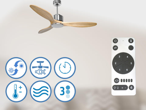   Ventilador de techo Modo Invierno/Verano Termostato Wifi Motor DC Techos Inclinados Mando a Distancia Hypersilence Memoria Vendible Shopify (AUTOMATICO)