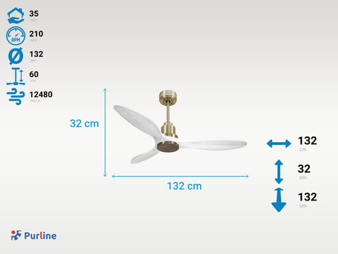 Ventilador de techo Modo Invierno/Verano Termostato Wifi Motor DC Techos Inclinados Mando a Distancia Hypersilence Memoria